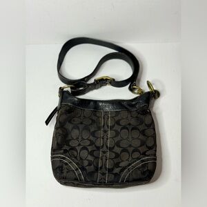 Coach Leather Trim Black Signature Logo Crossbody Bag G065-10402